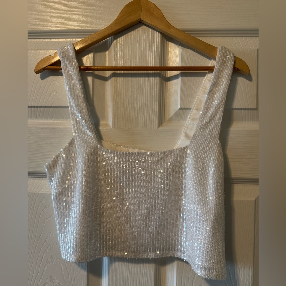 Show Me Your MuMu Sparkling White Tank Top